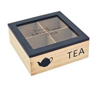 Morgan Boîte à tisanes en bois, porte-sachets The Carré de 4 Tea Box, boîte porte The Sachets Noir 18 x 18 x 7 cm