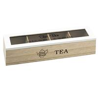 Morgan Boîte à tisanes en bois, porte-sachets The et infusions de 4 boîtes à thé, boîte à porte