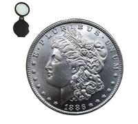 Morgan dollar coins,Round Collectible(First Edition)1886,Comes with a coin magnifying glass