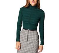 Morgan Femme Pull Manche Longue Col Roulé Mentos Sweater, Vert Canard, M EU