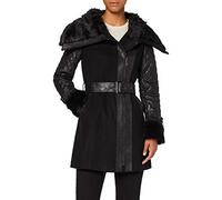 Morgan Manteau Droit ceinturé détail Fourrure Noir 36