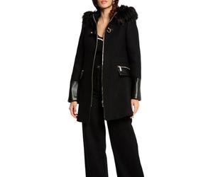 Morgan Manteau droit zippé à capuche Noir 36