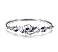 MORGAN & PAIGE Bracelet jonc élégant en argent sterling 925 plaqué rhodium pour femme - Saphir bleu bicolore créé et oxyde de zirconium ou véritable améthyste et topaze blanche, 18,4 cm