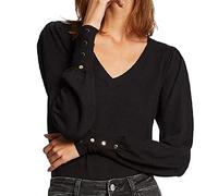 Morgan Pull Col V Manches Fantaisies 212-moteur Pull-Over Femme,Noir,S
