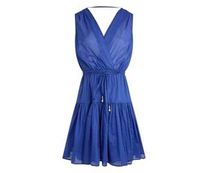 Morgan - Robe Courte Coupe ajustée Femme Bleue électrique sans Manches avec Un col Cache-Coeur - Taille 38