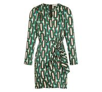 Morgan - Robe Courte satinée Verte imprimée avec Une Coupe ajustée et Un col Cache-Coeur - Taille Numeric_44