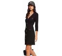 Morgan Robe Pull ajustée Manches 3/4 à Boutons Noir XS