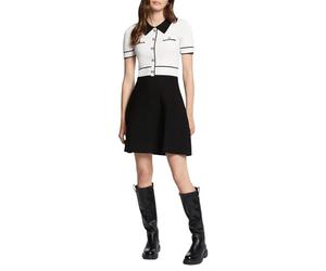 Morgan Robe Tricot Courte trapèze Off White/Noir M