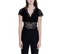 Morgan T-shirt à dentelle col en V Noir XS