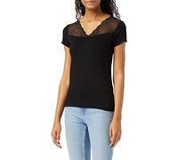 Morgan T-Shirt ajusté avec empiècement Dentelle Noir L