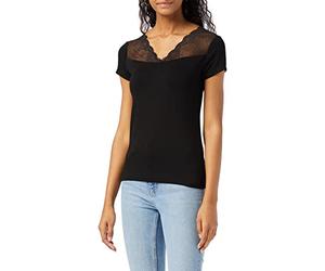 Morgan T-Shirt ajusté avec empiècement Dentelle Noir S