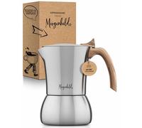 Morgenheld FLOW Premium Cafetière à Expresso en acier inoxydable - Espresso Maker 4 Tasses 200ml - Machine à expresso moka - Cafetière Italienne en INOX pour plaque induction ou cuisinière à gaz