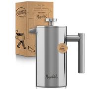 Morgenheld Premium French Press 1l en acier inoxydable - Cafetière à Piston 5 tasses 1000 ml - Presse à café avec filtres de rechange compatible avec induction - Cafetière isolante à double paroi
