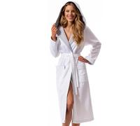 Morgenstern Peignoir de Bain Femme avec Capuche 100% Coton Éponge OEKO-TEX® Robe de Chambre Leonie Blanc L
