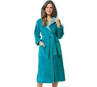Morgenstern Peignoir de Bain Femme avec Capuche 100% Coton Éponge OEKO-TEX® Robe de Chambre Leonie Bleu Pétrole L