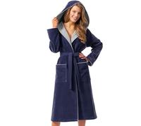 Morgenstern Peignoir de Bain Femme avec Capuche 100% Coton Éponge OEKO-TEX® Robe de Chambre Leonie Bleu Gris M