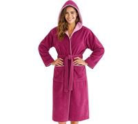 Morgenstern Peignoir de Bain Femme avec Capuche 100% Coton Éponge OEKO-TEX® Robe de Chambre Leonie Rose Foncé XS