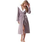 Morgenstern Peignoir de Bain Femme avec Capuche 100% Coton Éponge OEKO-TEX® Robe de Chambre Leonie Taupe-Gris/Beige S
