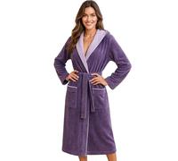 Morgenstern Peignoir de Bain Femme avec Capuche 100% Coton Éponge OEKO-TEX® Robe de Chambre Leonie Violet L