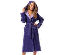 Morgenstern Peignoir de Bain Femme avec Capuche 100% Coton Éponge OEKO-TEX® Robe de Chambre Leonie Violet XL