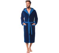 Morgenstern Peignoir de Bain Homme Luxe Capuche Robe de Chambre Qualité Supérieure M Bleu Marin