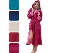 Morgenstern Peignoir Femme Long Capuche Lux Rose Fuchsia I X-Large