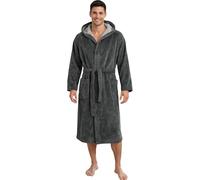 Morgenstern Peignoir Homme 100% Coton Éponge Capuche Lux Classique Long Oeko-Tex-Standard Marc Gris XL