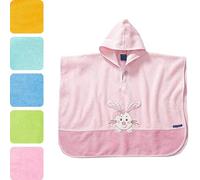 Morgenstern Poncho de Bain pour Enfants et Bébés 1-5 ans avec Capuche Fille et Garçon 100% Coton Éponge OEKO TEX® serviette poncho serviette à capuche peignoir serviette de bain Lapin Rose