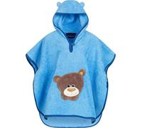 Morgenstern Poncho de Bain pour Enfants et Bébés 1-5 ans avec Capuche Fille et Garçon 100% Coton Éponge OEKO TEX® serviette poncho serviette à capuche peignoir serviette de bain Ours Bleu