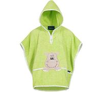 Morgenstern Poncho de Bain pour Enfants et Bébés 1-5 ans avec Capuche Fille et Garçon 100% Coton Éponge OEKO TEX® serviette poncho serviette à capuche peignoir serviette de bain Hippo Vert