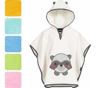 Morgenstern Poncho de Bain pour Enfants et Bébés 1-5 ans avec Capuche Fille et Garçon 100% Coton Éponge OEKO TEX® serviette poncho serviette à capuche peignoir serviette de bain Raton Laveur