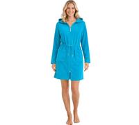 Morgenstern Robe de Chambre Femme léger avec Fermeture éclair, Ceinture et Capuche, Taille Small, de Couleur Turquoise Emily