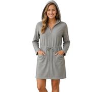 Morgenstern Sortie de Bain Femme avec Fermeture éclair, Ceinture et Capuche, Taille Large, de Couleur Gris Emily