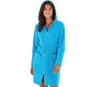 Morgenstern Sortie de Bain Femme avec Fermeture éclair, Ceinture et Capuche, Taille Large, de Couleur Turquoise
