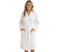 Morgenstern Sortie de Bain Femme Kimono Coton Gaufre - Taille XL - Blanc X-Large