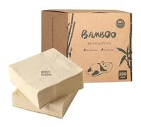 MORGIANA 200 pièces Serviettes de table en bambou | Serviettes de table 2 plis | Party Cocktail Restaurant Christmas（25 * 25CM）