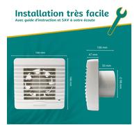 MORI Extracteur d’air ponctuel - Neoventil - H-V0 Détection humidité - Blanc - 100mm
