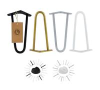 Moria Hairpin Leg Lot de 4 Pieds de Meubles de 10 à 80 cm, pour Armoire, Tabouret, Table de Chevet, Table Basse, Pieds de Table avec Protections de Sol et vis, 30 cm, 2 entretoises (métal, Blanc)