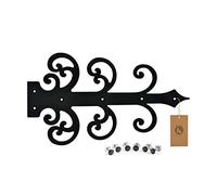 MoriaDesign Charnières rustiques factices - 450 x 260 x 3 mm - Noir - Paumelle de porte en fer forgé - Charnière pour portes de jardin, portes en bois, portes en bois et volets de fenêtre, pentes en