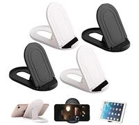 Morices Lot de 4 Supports de téléphone Portable Pliables de Forme Ovale, Multi-Angles, universels, Portables et réglables - Compatible avec tablettes, Smartphones, Kindle (Noir et Blanc)