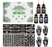 Moricher Kit de tatouage temporaire avec 5 tubes de couleur et 96 pochoirs, kit DIY de temporary tattoo pour fêtes, fêtes et art créatif
