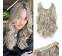 MORICHY Extensions de cheveux Halos, 36 cm Extensions de cheveux à fil invisible ondulées courtes en cheveux synthétiques pour femmes avec fil transparent réglable, 4 clips de sécurité pour femmes