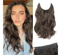 Morichy Halos Extensions de cheveux synthétiques courts et bouclés à clipser - 35,6 cm - Cheveux synthétiques courts et bouclés - 4 clips sécurisés - Pour femme - Usage quotidien - Brun moyen