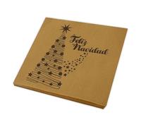 MORIGAMI Serviettes 33 x 33 cm 2 couches couleur or avec motif arbre de Noël - Serviettes décorées pour dîners et fêtes de Noël