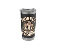 Morilles De Champignons Forestiers Avant Les Corvées Humour Gobelet isotherme en acier inoxydable double paroi