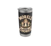 Morilles De Champignons Forestiers Avant Les Corvées Humour Gobelet isotherme en acier inoxydable double paroi