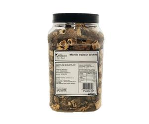 Morilles Séchées Traiteur 250g - Mélange Gourmet 60% Têtes et 40% Pieds - Champignons Déshydratés Qualité Supérieure - Idéal pour Sauces, Risottos et Viandes - Pot Refermable 250g