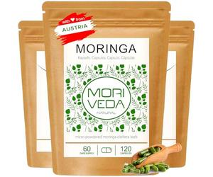 Moringa capsules 600mg ou Moringa Energy Tabs 950mg - Oleifera, végétalien, Produit de qualité de MoriVeda (360 capsules)