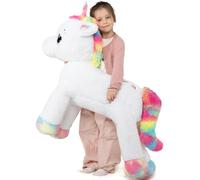 MorisMos 110cm Licorne Peluche Géante, XXL Blanc Peluche Licorne Grande, Doux Peluche Licorne Cadeau pour Enfant Petites Amies Anniversaire Noël