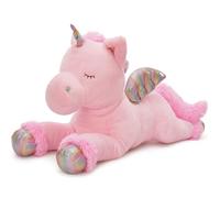 MorisMos 110cm Licorne Peluche Géante, XXL Rose Peluche Licorne Grande avec des Ailes, Doux Peluche Licorne Cadeau pour Enfant Petites Amies Anniversaire Noël
